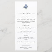 Elegante Blue Thistle Script bruiloft Menu (Voorkant)