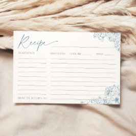 Elegante Blue Toile de Jouy Bruids Recept Kaart