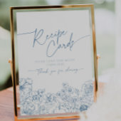 Elegante Blue Toile de Jouy Bruids Recept Kaarten Reclamebord Met Voetstuk