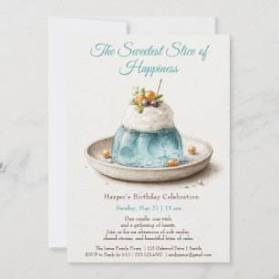 Elegante Blue Waterverf Cake verjaardagsuitnodigin Kaart
