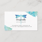 Elegante Blue Waterverf Dragonfly Salon & Spa Klantenkaartje (Achterkant)