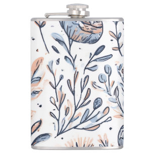 Elegante Blue Waterverf Floral Spray Bottle Heupfles