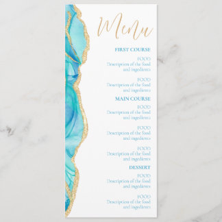Elegante Blue Waterverf Script Wedding Menu