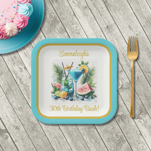 Elegante Blueberry Brunch 30e Verjaardagsplein Papieren Bordje