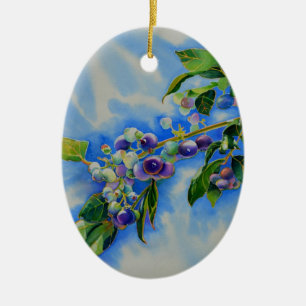 Elegante Blueberry waterverf schilderij Keramisch Ornament