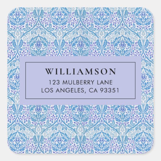 Elegante BlueFloral Pattern Square Sticker (Voorkant)