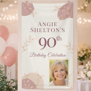 Elegante Blush 90e Verjaardagsfotofeest Spandoek