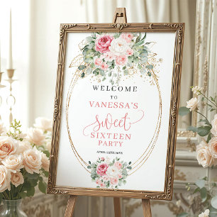 Elegante blush bloem goud boho sweet sixteen welko poster