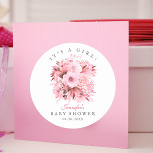 Elegante blush bloem is een meisje Baby shower Ronde Sticker