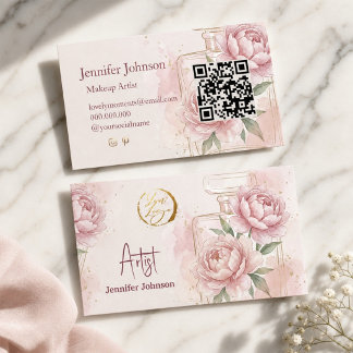 Elegante Blush Bloem Make-up Artiest Visitekaartje