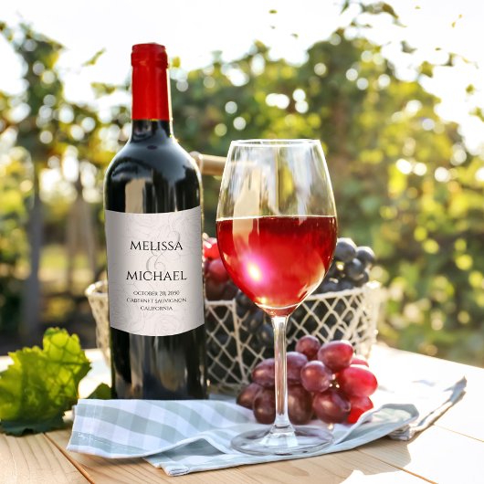 Elegante Blush Bloemen Bruiloft Custom Wijn Etiket