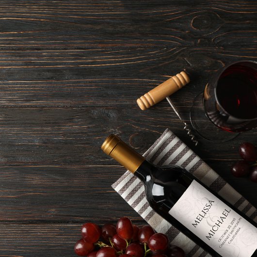 Elegante Blush Bloemen Bruiloft Custom Wijn Etiket