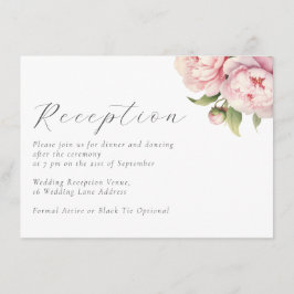 Elegante Blush Bloemen Bruiloft Receptie Informatiekaartje