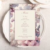 Elegante Blush Bloemen Chique Stijlvolle Bruiloft  Menu