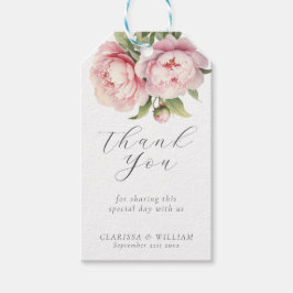 Elegante Blush Bloemen Dank u voor uw huwelijksgun Cadeaulabel