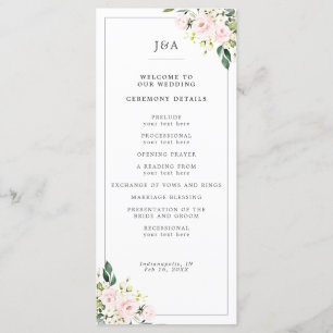 Elegante Blush Bloemen Eucalyptus Groen Huwelijk Programma