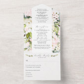 Elegante Blush Bloemen & Eucalyptus Wedding All In One Uitnodiging (Binnen)