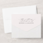 Elegante Blush Bloemen & Eucalyptus Wedding All In One Uitnodiging (Achterkant)