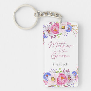 Elegante Blush Bloemen Moeder van de Bruidegom Sle Sleutelhanger