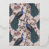 Elegante Blush Bloemen Pauw bruiloft Folie Uitnodiging (Achterkant)