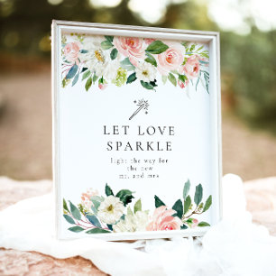 Elegante Blush Bloemen Sparkler Verstuur teken Poster