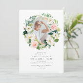 Elegante Blush Bloemen Viering van het leven Begra Kaart (Staand voorkant)