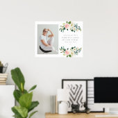 Elegante Blush Bloemen Viering van het leven Begra Poster (Thuiskantoor)