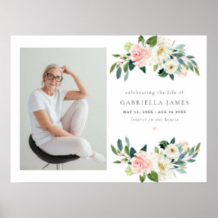 Elegante Blush Bloemen Viering van het leven Begra Poster