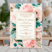 Elegante blush bloemenverlovingsfeest kaart