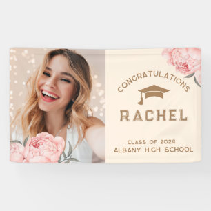 Elegante Blush Bloemige Geslaagd Afstudeerfeest Spandoek