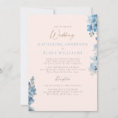 Elegante Blush & Blue Church Huwelijksuitnodiging Kaart (Voorkant)