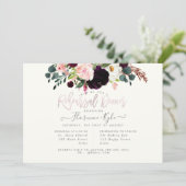 Elegante Blush Bourgondische bloemen repetitie din Kaart (Staand voorkant)