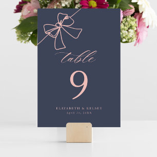 Elegante Blush Bow Chic Slate Blue Kaart