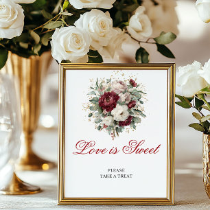 Elegante Blush Burgundy Love is Sweet 8x10 Huwelij Poster