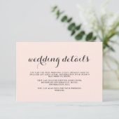 Elegante Blush en Grey Wedding Dubbelzijdige Gast Informatiekaartje (Staand voorkant)