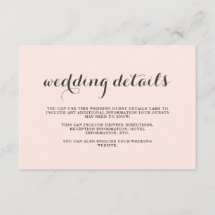 Elegante Blush en Grey Wedding Dubbelzijdige Gast Informatiekaartje