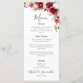 Elegante blush en rode rozen bruiloft menu (Voorkant)