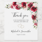 Elegante blush en rode rozen bruiloft wijn etiket (Enkel label)