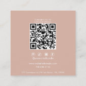 Elegante Blush en Witte Logo Formele QR Code Vierkante Visitekaartje (Achterkant)