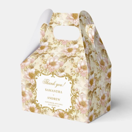 Elegante Blush Gold Boho Wedding Favoriet Dank u Bedankdoosjes (Voorkant Zijde)