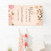 Elegante Blush Gold Engels Bloemen Trouwfeest Spandoek (Insitu)