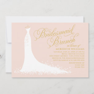 Elegante Blush Gouden Galajurk Bruidsmeisje Brunch Kaart