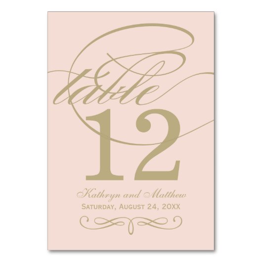 Elegante Blush Gouden Kalligrafie Bruiloft Monogra Kaart (Voorkant)