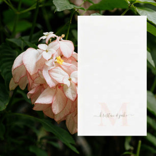 Elegante Blush & Gouden Monogram Swash Bruiloft Servet