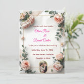 Elegante Blush & Greenery bruiloft uitnodiging (Staand voorkant)