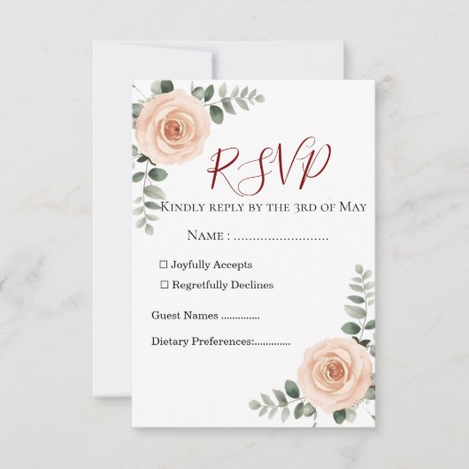 Elegante Blush & Greenery Wedding RSVP Kaart | Eve (Voorkant)