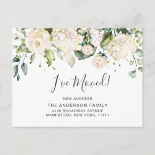 Elegante Blush Hydrangea Rozen Bewegende Aankondig Briefkaart