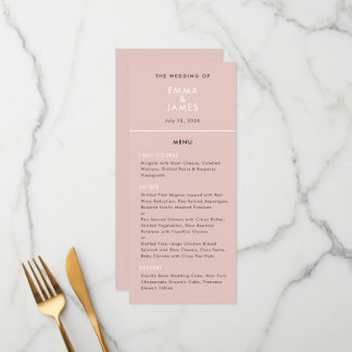 Elegante Blush Minimalistische Ampersand Bruiloft Menu