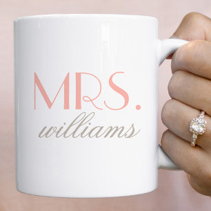 Elegante Blush Mrs Trouw Monogram Koffiemok