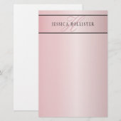 Elegante Blush Nep Rose Gold | Naam & Initialen Briefpapier (Voorkant / Achterkant)